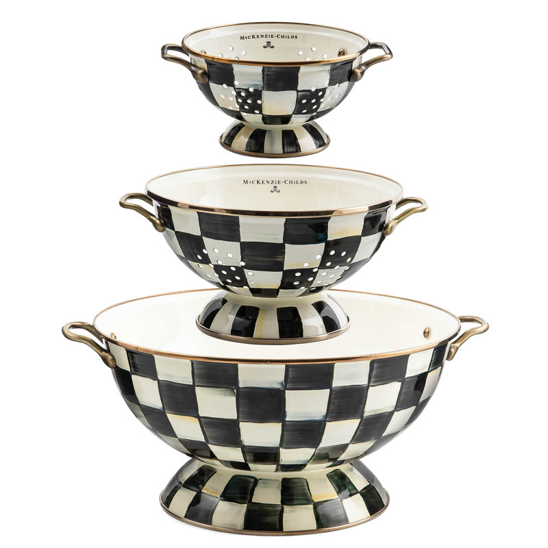 MacKenzie Childs Courtly Check® Everything Bowl & Colanders 3 Piece